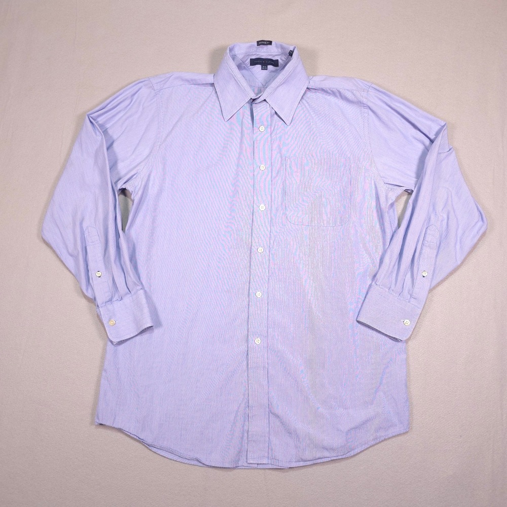 Tommy Hilfiger Mens Regular Fit Micro Stripe Button Down Shirt Blue 15.5 32-33